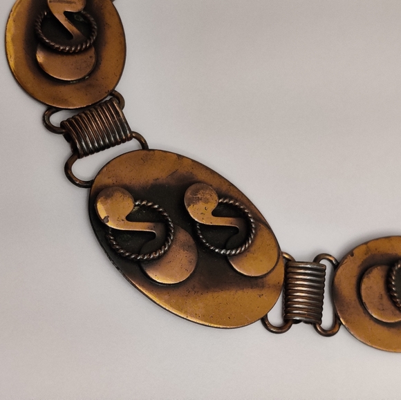 Vintage 60s Roslyn Hoffman Solid Copper Necklace - Picture 4 of 11